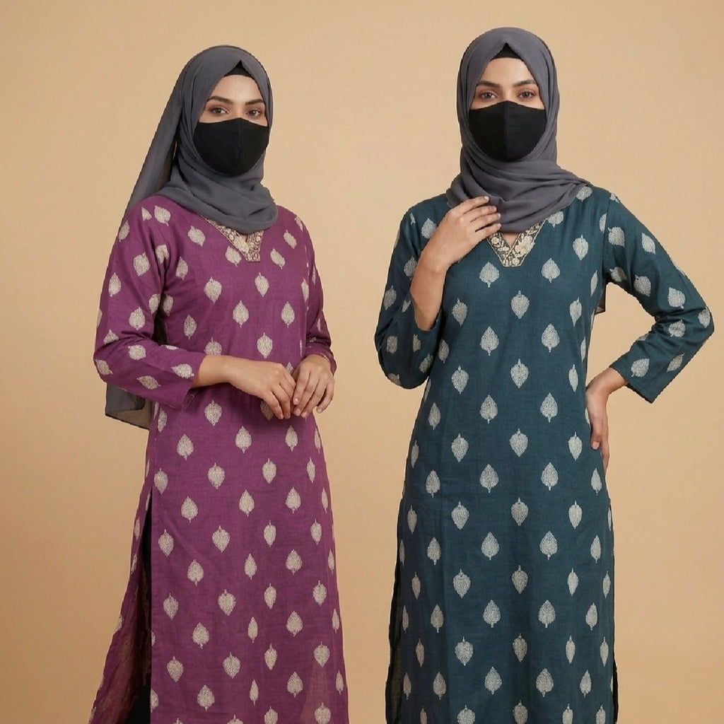 V neck embroidered kurti