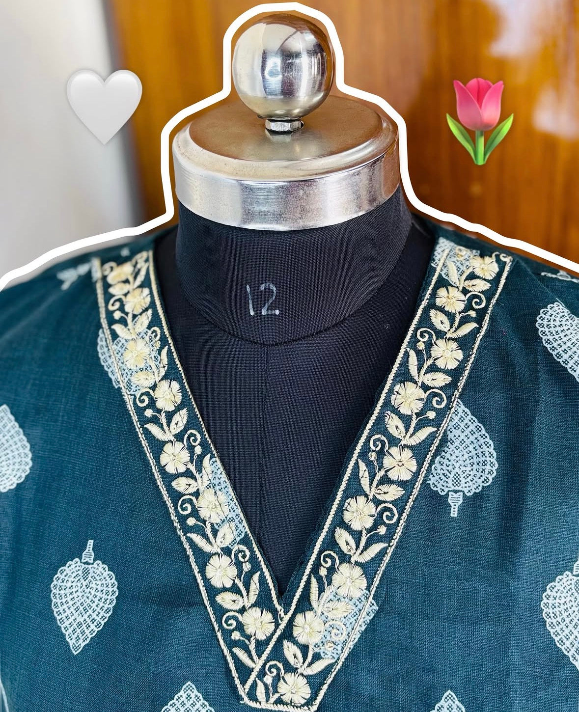V neck embroidered kurti