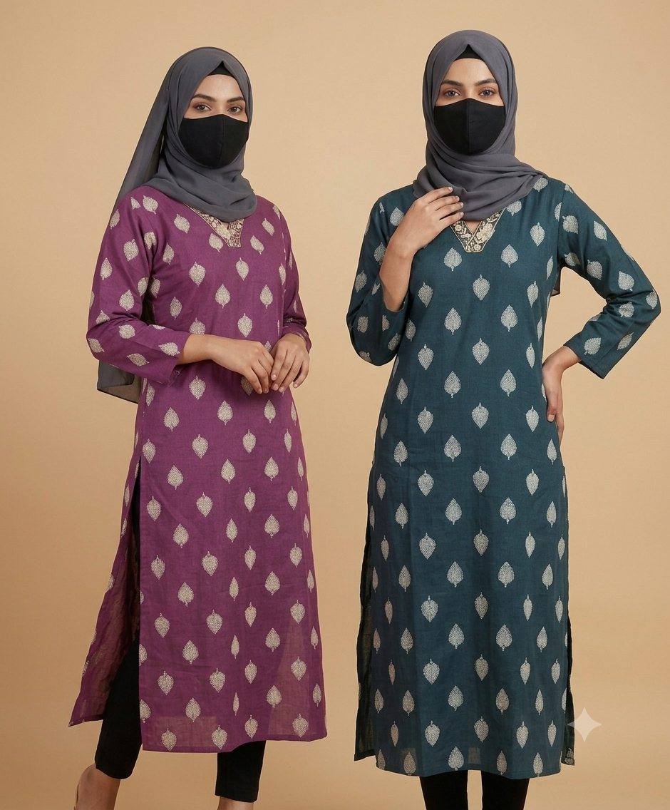 V neck embroidered kurti