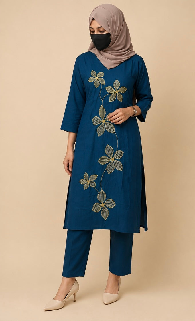 Floral embroidery coord set